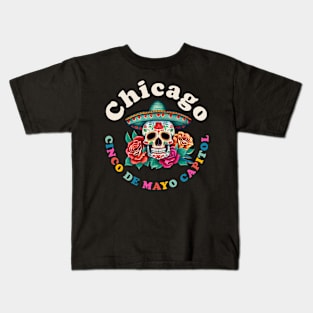 Chicago Cinco de Mayo 2023 Sugar Skull Illinois Kids T-Shirt